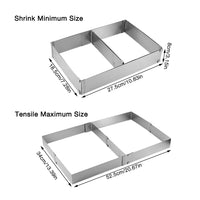 8 x RAW Customer Returns Gobesty Baking Frame Rectangular Adjustable, 8 cm High Stainless Steel Baking Pan Rectangular, Cake Pan Square for Baking, Baking Frame - Adjustable Size 27.5-52.5 x 18.5-34 cm, Baking Ring Square Stepless - RRP €112.88