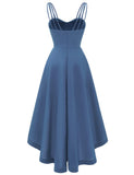 3 x RAW Customer Returns DRESSTELLS Women s Sleeveless Cocktail Dresses Chiffon Lace Bridesmaid Dresses Vintage Cock Dresses Festive Elegant Ball Gown with Spaghetti Straps Grey Blue 2XL - RRP €146.97