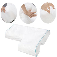 1 x RAW Customer Returns MINGZE Multifunctional memory foam pillow, neck pillow, foam, bow U-shaped neck pillow, slow rebound sleeping pillow, rebound pressure pillow, ice silk pillow for protecting the hand and neck, left arm - RRP €29.78