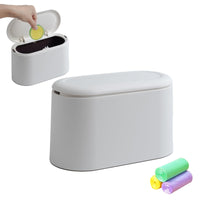 2 x Brand New COCOMU Table Trash can with lid small, pop-up small trash can, mini trash can made of plastic, for office, kitchen, bedroom, dressing table, car, trash can small white  - RRP €26.4