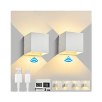 1 x RAW Customer Returns Meinice Pack of 2 4000 mAh Battery Wall Lights with Motion Sensor Indoors, 6 W USB Rechargeable Wall Lamp Battery Operated, Wall Lamp without Power Connection Wall Light with Switch, Warm White White  - RRP €60.49