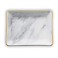 1 x RAW Customer Returns Marble and Ceramic Jewelry Tray, Ring Holder with Gold Edges, Gift for Wedding, Valentine s Day, Housewarming - RRP €10.27