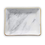 1 x RAW Customer Returns Marble and Ceramic Jewelry Tray, Ring Holder with Gold Edges, Gift for Wedding, Valentine s Day, Housewarming - RRP €10.27