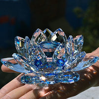 2 x RAW Customer Returns TYGJB Fine Quartz Crystal Glass Lotus Flower Natural Stones Minerals Feng Shui Ball Crystals Flowers Wedding Souvenirs Blue  - RRP €27.78