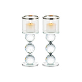 6 x Brand New Crystal candle holder glass silver tealight holder - Romadedi candle holder for pillar candles floating candles tealight golden wedding dining table table decoration living room tray grave decoration, 2 piece set - RRP €146.76