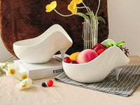 1 x Brand New BreeRainz fruit basket ceramic for kitchen counter stylish shoe-shaped modern decorative fruit bowl for home decoration, 10-inch pedestal bowl for fruit snacks candy bread white  - RRP €11.99