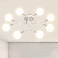 1 x RAW Customer Returns niuniaj Ceiling Lamp Vintage 8 Flames Sputnik Industrial Ceiling Lamp Retro Chandelier, Compatible with E27 LED, CFL and Edison Lamp, Ceiling Lamp Chandelier for Living Room Dining Room Kitchen White  - RRP €52.99