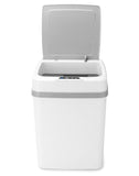 1 x RAW Customer Returns QWORK Automatic Trash Can with Lid, Moisture-Proof Smart Trash Can, Soft Close, 12 L, White - RRP €26.09