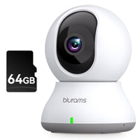 1 x RAW Customer Returns blurams 2K indoor surveillance camera, 360 WiFi camera 64G MicroSD, motion tracking night vision pet camera with two-way audio, compatible with Alexa and Google 2.4 GHz Wi-Fi  - RRP €39.99