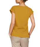 1 x RAW Customer Returns TrendiMax Women s T-Shirt Solid Color Round Neck Short Sleeve Summer Shirt Loose Tops Basic Tops, Turmeric, M - RRP €18.04