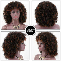 1 x RAW Customer Returns Colorful panda Kinky curly Black Mixed Brown afro curly wigs for women Afro kinky curly wig natural synthetic hair medium length for costume wig or daily use - RRP €25.1