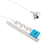 1 x RAW Customer Returns EXTRASTAR Power Strip with 3 Outlets and 2 USB Ports, Extension Socket with Switch, 1.5 m, for Home, Office and Travel, 3680W, 3G 1.0mm , 1pc - RRP €17.03