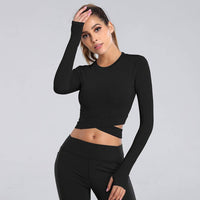 1 x RAW Customer Returns MUYOGRT T-Shirt Women s Sports Shirt Long Sleeve Crop Top Sexy Sports Top Cropped Summer Running Shirt Breathable Sports Top Lightweight Yoga Fitness Shirts Quick Dry Functional Shirt - RRP €19.14