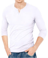 1 x RAW Customer Returns KUYIGO Men s Casual Henley T-Shirts Slim Fit Long Sleeve Cotton Long Sleeve L White - RRP €22.7