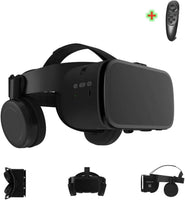 1 x RAW Customer Returns LONGLU VR Glasses for iPhone and Android Phones, 3D Virtual Reality Glasses with Wireless Headphones for Imax Movies and Games with a Remote Control Black  - RRP €129.99