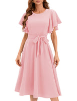 1 x RAW Customer Returns Gardenwed Women s Vintage Dress Cocktail Dress Evening Dress 1950s Retro Rockabilly Wedding Party Dresses Ruffle Short Sleeves Pink XL - RRP €38.84