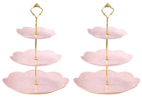 1 x RAW Customer Returns 3 Tier Cupcake Stand Dessert Stand Cookie Trays Plastic Dessert Serving Tray for Birthday Home Party Pink 2 Pack  - RRP €21.99