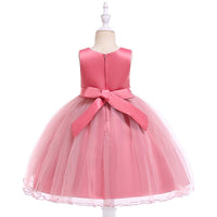 1 x RAW Customer Returns LENEFU Flower Girl Dress Toddler Formal Dress Birthday Party Wedding Floral Embroidered Tulle Satin Dresses for Kids 2-12Y Pink 150  - RRP €32.86