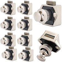 1 x RAW Customer Returns 10 Pieces Push Button Catch Door Lock Latch, WMLBK Keyless Cabinet Metal Push Button Turn Knob Lock for Motorhome Caravan Van Yacht Drawer Cabinet Door Pearl Nickel  - RRP €34.8