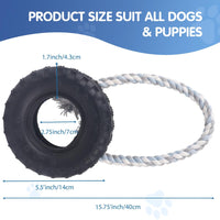 1 x Brand New Confpet Pet Products TireBiterII with Cotton-Polyester Rope - Natural Rubber Dog Toys for Extreme Chewers - Dog Toys for Extra Long Interactive Play, Black  - RRP €13.51