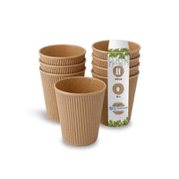 1 x Brand New BIOZOYG 25x insulated paper cups 250 ml 10 oz, 90 mm brown - ribbed, plastic-free, sustainable materials - disposable cups, mulled wine cups - RRP €14.9