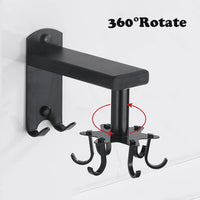 1 x RAW Customer Returns Whcctl Kitchen Swivel Hook, 360 Degree Rotating Kitchen Hook, Hanging Rail Pan Holder with 6 Hooks, Kitchen Swivel Hook, Wall Mounted Hook Rack, for Storage in Kitchen, Bathroom and Office Used - RRP €17.0