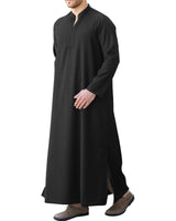 1 x RAW Customer Returns LVCBL Men s Thobe Long Sleeve Kaftan Men s V-Neck Roll Sleeve Kaftan Black 3XL - RRP €28.99