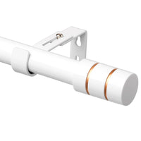 1 x RAW Customer Returns Adjustable White Curtain Rod, Curtain Rod with Cap Knobs with Brackets, 64-259cm Long and 2.5cm Diameter Curtain Rod for Window - RRP €28.51