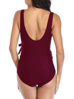 1 x RAW Customer Returns Summer Mae Women s Maternity Swimsuit One Piece Maternity Beach V-Neck Wine Red XL - RRP €43.36