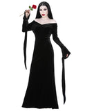 10 x Brand New Velmawig Morticia Addams Costume Women Adults Elegant Gothic Vintage Off Shoulder Dress for Addams Family Witch Costume Cosplay with Rose Accessories for Carnival Theme Party Daily Clothing VL013L - RRP €262.1