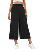 1 x RAW Customer Returns HMIYA Women s 3 4 Culotte Pants Lightweight Wide Leg Summer Pants,Black,XXL - RRP €31.24