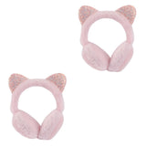 2 x Brand New ABOOFAN Earmuffs 2 Pack Earmuffs For Winter Women Cat Ears Earmuffs Plush Earmuffs Fluffy Kids Headphones Ladies Gift Pink Headset Headphone Headband - RRP €55.2