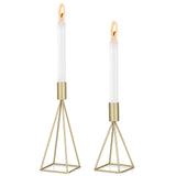 1 x RAW Customer Returns Sziqiqi candlestick candle holder candlestick set of 2, metal decorative candlesticks in different sizes, vintage candle stand table decoration for wedding living room table, gold - RRP €15.6