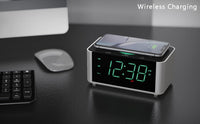 1 x RAW Customer Returns iTOMA Radio Alarm Clock Wireless Charging, Snooze, Digital FM Radio with Bluetooth Dual Alarm, Dimmer LED Display, Non-ticking Clock 910 - RRP €33.7