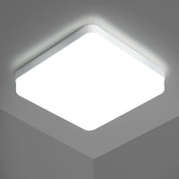 1 x RAW Customer Returns Riserva LED ceiling light bathroom, 24W IP44 Modern square LED ceiling light 6500K Cool White, LED ceiling lights for office, bathroom, bedroom, kitchen, living room, balcony, 18cm - RRP €14.98