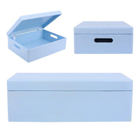 1 x RAW Customer Returns Creative Deco XL Blue Large Wooden Box 40 x 30 x 14 cm Lid and Handles Storage Box Container Toys Document Box Tools Perfect for Decoupage and Decorating - RRP €34.22