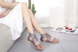 1 x RAW Customer Returns Sandals Women s Summer Roman Gladiator Sandals for Women Thong Braided with Cross Zip Flat Summer Shoes Grey, 42 EU . - RRP €33.82