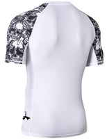 1 x RAW Customer Returns LAFROI Men s Short Sleeve UPF 50 Compression Shirt Rash Guard-CLY02D Skull,LG  - RRP €22.61