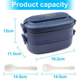 1 x RAW Customer Returns OITUGG Lunch Box 2 Tiers - 1550ml Lunch Box for Adults - Lunch Box with 3 Compartments and Cutlery, BPA Free, Microwave Safe, Dishwasher Safe, 19 x 12 x 12cm, Blue - RRP €16.9