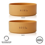 1 x RAW Customer Returns Design Letters MINI favorite bowl in Tritan for babies and children, MINI BOSS mustard colors - BPA-free BPS-free, sweet words printed on the front and back, drop-safe, dishwasher safe - RRP €10.08