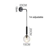 1 x RAW Customer Returns ZTTECH 150mm Clear Glass Globe Black Metal Wall Lights Lamp Drop Wall Light for Bedside Table Clear Glass Black Metal  - RRP €59.99