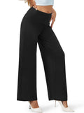 1 x RAW Customer Returns Cegerne Women s Elegant Stretch Wide Leg Palazzo Lounge High Waist Casual Leisure Pants Holiday Business Dressy Pants, Black01, S - RRP €33.26