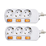 1 x RAW Customer Returns 3-way switchable power strip, multiple socket, extension socket, child safety lock, 1.5 m cable for living room, NEW MANY 2  - RRP €24.49