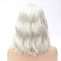 1 x RAW Customer Returns ATAYOU Women s Short Wavy Silver Gray Full Bangs Soft Bob Wig - RRP €24.18