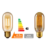 1 x RAW Customer Returns ENUOTEK Vintage T45 4.5W LED Edison Filament Light Bulb Lamps E27 Filament Lamp Filament Light Center, Pack of 4 COB LED Filament and Retro Glass Lampshade, Warm White 2500K, Pack of 4 - RRP €15.68