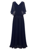 1 x RAW Customer Returns DRESSTELLS Women s Evening Dresses Wedding Guest Chiffon Cape Sleeve Bridesmaid Dresses Cocktail Navy 3XL - RRP €65.53