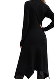 1 x RAW Customer Returns JayscreateEU Women s Knitted Dress Winter Dress Autumn Women s Winter Dresses Autumn Dress Midi Dress Pullover Dress with Turtleneck Long Sleeve Dress with Belt Warm Dress A-Line Black L - RRP €40.88