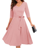 1 x Brand New Bbonlinedress Women s Cocktail Evening Prom Ceremony Pin Up Party Dress with 3 4 Sleeves V Neck Blush 2XL - RRP €44.96