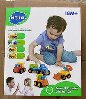 1 x RAW Customer Returns HOLA car toy from 1 year boy, children s toy from 1 year baby toy car toys construction vehicles 4 in 1 set - tractor, bulldozer, tipper, cement mixer toy from 1 2 3 years - RRP €18.14