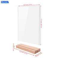 1 x RAW Customer Returns Worown 3 Sets A4 Acrylic Sign Holders with Wooden Base, Acrylic Table Display Stand with Wooden Base, L D Clear Holder with Wooden Stand for Presenting Photos, Brochures, Menus at Weddings, Restaurants - RRP €21.17